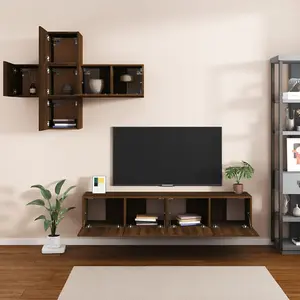 Berkfield 7 Piece TV Cabinet Set Brown Oak Engineered Wood