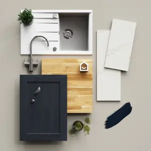 Alpinia Matt midnight navy wood effect Shaker Highline Cabinet door (W)300mm (H)715mm (T)18mm