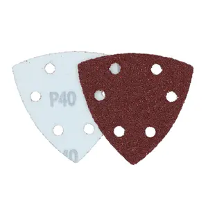 90mm Triangular Sanding Abrasive Discs Pads Hook Loop Backing 40 Grit 50pk