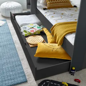 Olly Onyx Grey Storage Bunk Bed With Drawer With Pocket Mattresses