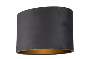 GoodHome Bodmin Charcoal Gold effect Oval Lamp shade (D)30cm