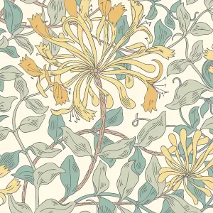 Hoopla Walls Honeysuckle Leaf Trail Seafoam Smooth Matt Wallpaper