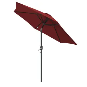 SunDaze Wine 2.5M Round Garden Parasol Outdoor Patio Umbrella, Base Weights & Weather Protective Cover