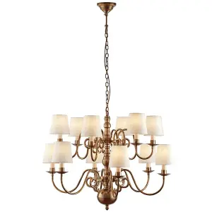 Luxury Hanging Ceiling Pendant Light Solid Brass Marble Silk 12 Lamp Chandelier