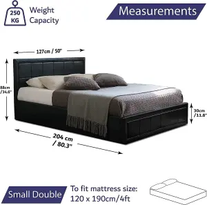 Black Ottoman Leather Bed Frame With Gas Lift & Under Bed Storage