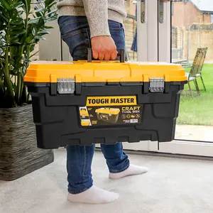 TOUGH MASTER UPT-4032 22" Heavy Duty Plastic Craft Tool Box With Tray & Compartment Organiser