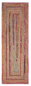 FIESTA Rectangular Jute Rug Hand Woven with Recycled Fabric / 60 cm x 90 cm