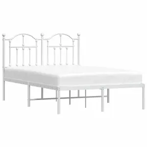 Berkfield Metal Bed Frame with Headboard White 120x200 cm