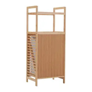 Bamboo Tilt Out Laundry Cabinet Hamper Basket with Liner Bag and 2 Storage Shelf 95cm (H)