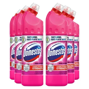 Domestos Thick Bleach Pink Power Disinfectant Multi-Purpose Cleaner Gel, 6x750ml