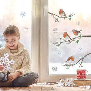 Christmas Robins Window Stickers (Large size) 43 Christmas Window Decorations Reusable Removable