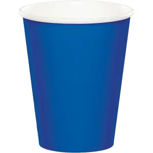 Creative Party Paper Disposable Cup (Pack of 8) Cobalt/White (One Size)