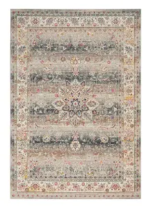 Grey Rug, Luxurious Floral Rug, Traditional  Rug, Stain-Resistant Persian Rug for Bedroom, & Dining Room-239cm X 300cm