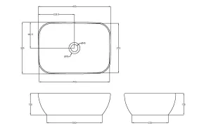 Square Matt Ceramic Countertop Vessel Without Overflow - 455mm - Matt Grey