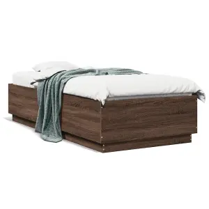 Berkfield Bed Frame without Mattress Brown Oak 90x200 cm