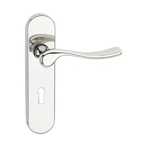 URBNLIVING 174mm Length 2Pcs Berkshire Metal & Polished Nickel Lever Latch Door Keyhole Handles Set