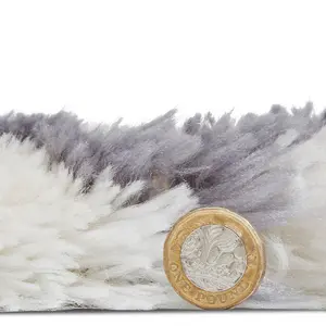 Ivory/Grey Shaggy Handmade Luxurious Modern Easy to clean Rug for Dining Room Bed Room and Living Room-200cm X 290cm