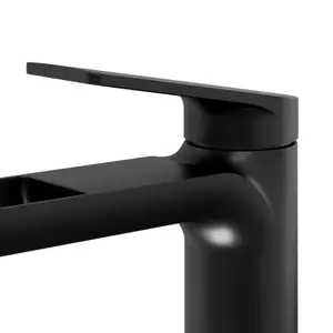 GoodHome Ajeeta Medium Matt Black Round Basin Mixer Tap