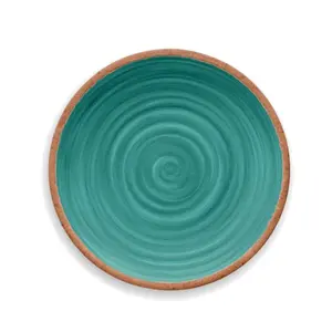 Purely Home Rustic Swirl Turquoise Melamine Side/Salad Plates - Set of 2