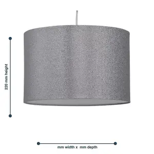 First Choice Lighting Silvery Grey Glitter 33cm Pendant Lightshade