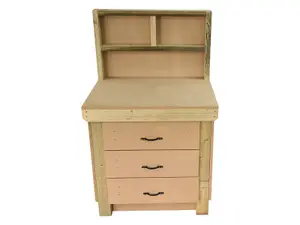 Wooden MDF top workbench, tool cabinet with drawers (V.2) (H-90cm, D-70cm, L-90cm) with back