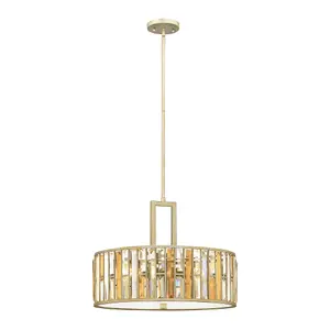 Elstead Gemma 3 Light Ceiling Pendant Silver Leaf, E27