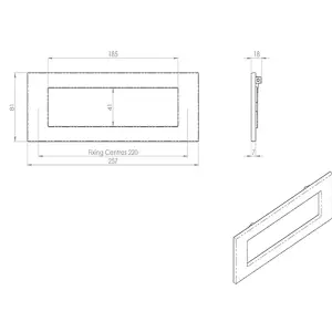 Inward Opening Letterbox Plate 220mm Fixing Centres 255 x 80mm Polished Chrome