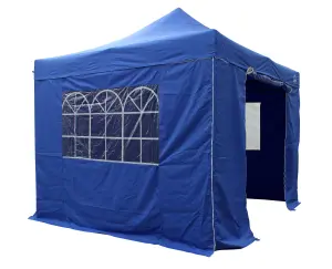 All Seasons Gazebos 3x3 Full Waterproof Pop Up Gazebo with 4 Heavyweight Side Panels and Accessories Royal Blue