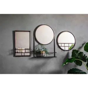 Gore Metal Flat Wall Mirror with Shelves