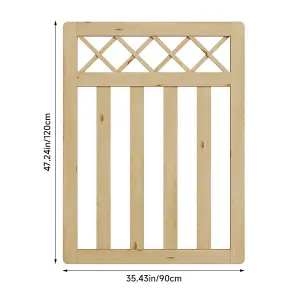 Wood Colour Outdoor Cross Top Wooden Garden Gate Pedestrian Fence Yard Door with Accessory Kit,120cm x 90cm