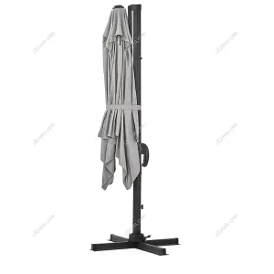 2.5M Dark Grey Rotatable Crank Tilt Garden Roman Umbrella Cantilever Parasol with Cross Base