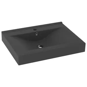 Berkfield Luxury Basin with Faucet Hole Matt Dark Grey 60x46 cm Ceramic