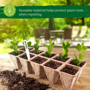 12-Pack Seed Trays (120 Cells) for Seedlings, Germination, Transplanting - Biodegradable, Weather-Resistant with Labels