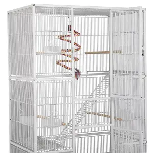 Yaheetech White Rolling Metal Bird Cage with Detachable Stand Large