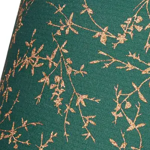 Modern Forest Green Cotton Fabric 10 Shade with Copper Foil Floral Decoration