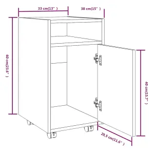 Berkfield Side Cabinet with Wheels Brown Oak 33x38x60 cm Engineered Wood