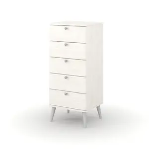 Core Products Augusta Curve 5 drawer narrow chest , White