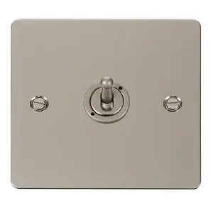 Flat Plate Pearl Nickel 1 Gang 2 Way 10AX Toggle Light Switch - SE Home