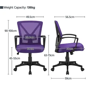 Yaheetech Ergonomic Mid-back Swivel Mesh Office Chair - Purple