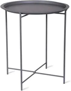 Charcoal STEEL OUTDOOR BISTRO TRAY TABLE ONLY Foldable Removable Tray Top Matt Powder Coated Steel