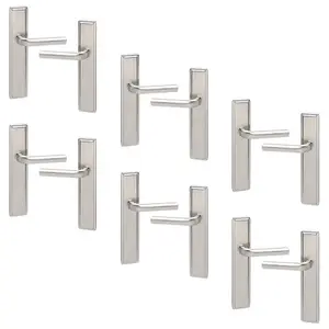 URBNLIVING 221mm Length 12 Pcs Westminster Metal & Satin Nickel Lever Latch Door Plain Handle Set