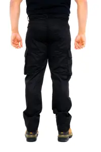 SSS Mens Work Trousers Cargo Multi Pockets Work Pants, Black, 40in Waist - 32in Leg - Regular