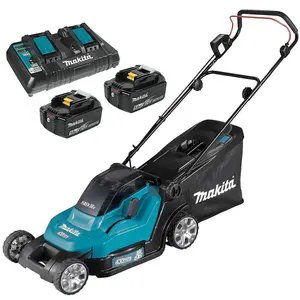 Makita DLM432 Twin 18v / 36v LXT Cordless 43cm Lawn Mower Soft Start 2 x 5AH