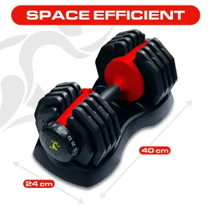 Strongology Urban25 Pair Home Fitness Black Red Adjustable Smart Dumbbells from 2.5kg up to 25kg Training Weights