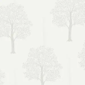 Holden Décor Opus Ornella Dove Metallic effect Tree Embossed Wallpaper Sample