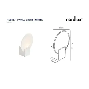 Nordlux Hester Indoor Ensuite Shower Bathroom Plastic Wall Light in White (Diam) 9.3cm