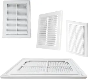 White Air Vent Cover 150x150mm -Interior and Exterior Wall Vents with Insect Grid Fly Net