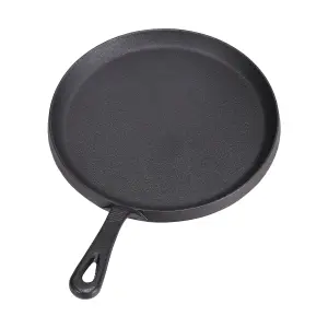 Black Round Cast Iron Kitchen Skillet Pan with Stay Cool Handle