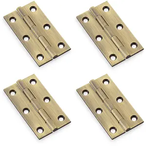 4 PACK - PAIR Solid Brass Cabinet Butt Hinge - 75mm - Antique Brass Premium Cupboard