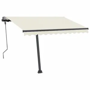 Berkfield Manual Retractable Awning with LED 300x250 cm Cream